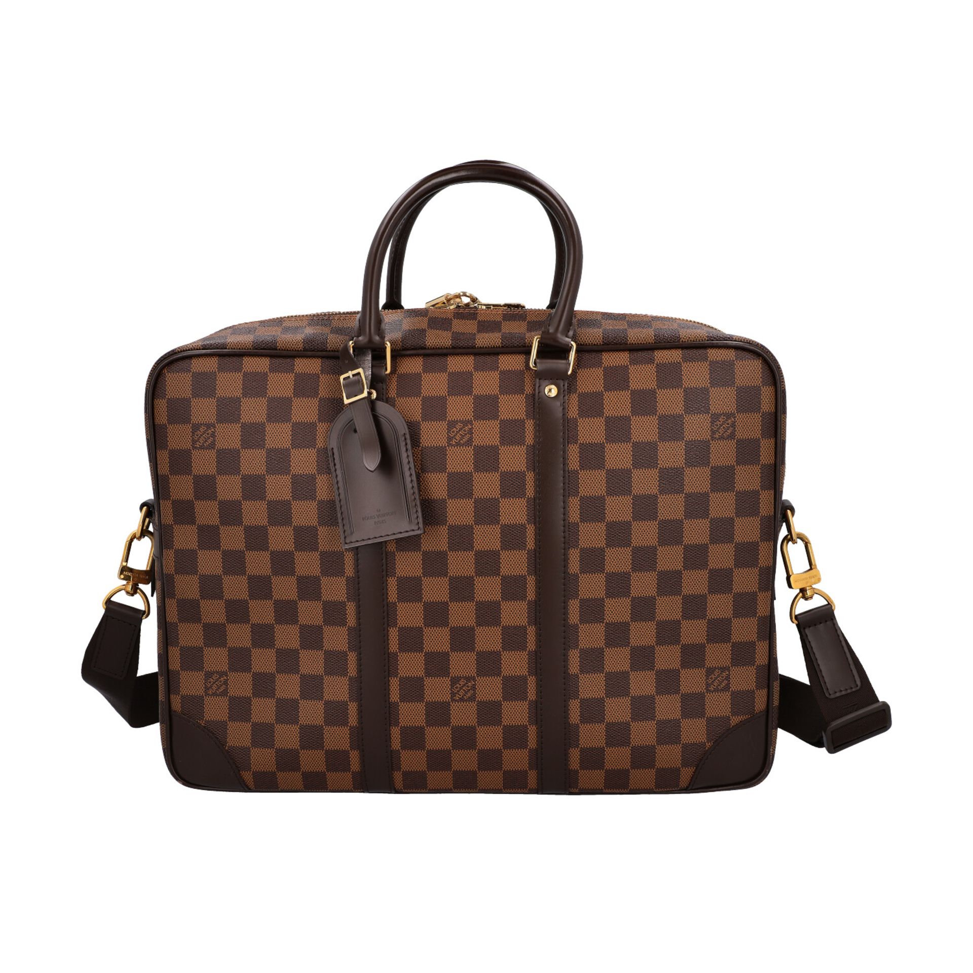 LOUIS VUITTON Messenger Bag "I CARE", Koll. 2011.Akt. NP.: 1.790,-€. Damier Ebene Serie mit