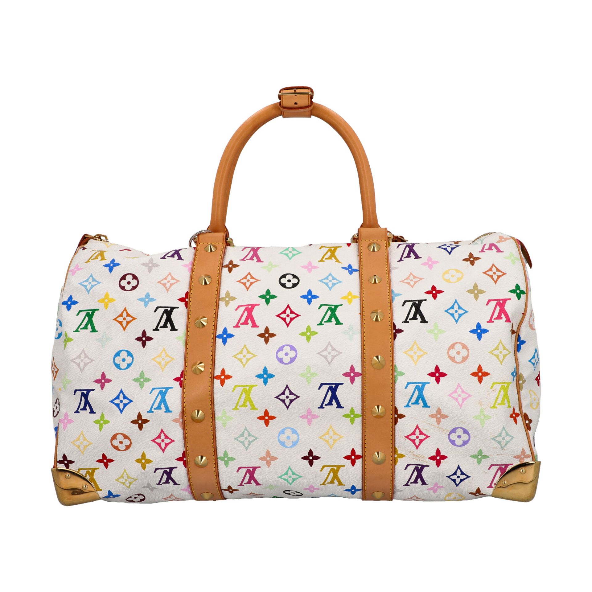 LOUIS VUITTON Weekender "KEEPALL 45", Koll. 2003.Monogram Multicolor Serie auf weißem Grund mit - Bild 6 aus 8