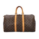 LOUIS VUITTON VINTAGE Weekender "KEEPALL 45", Koll. 1985.Akt. NP.: 1.100,-€. Monogram Canvas Serie