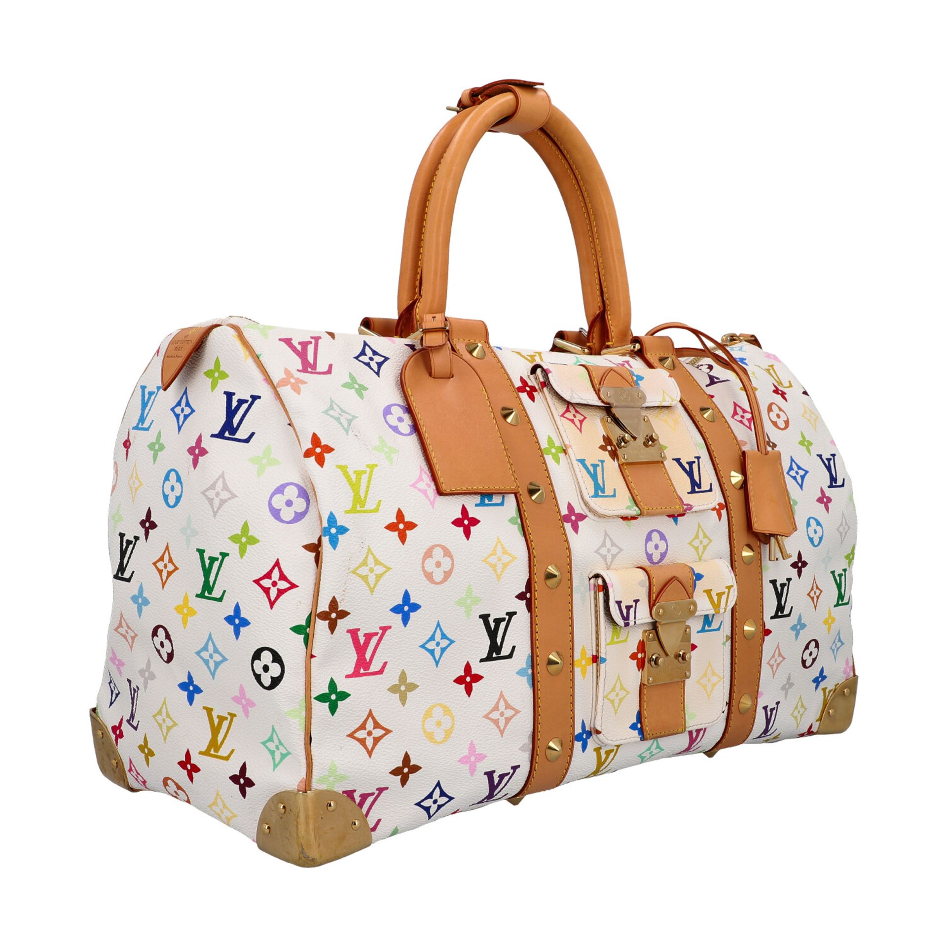 LOUIS VUITTON Weekender "KEEPALL 45", Koll. 2003.Monogram Multicolor Serie auf weißem Grund mit - Bild 2 aus 8