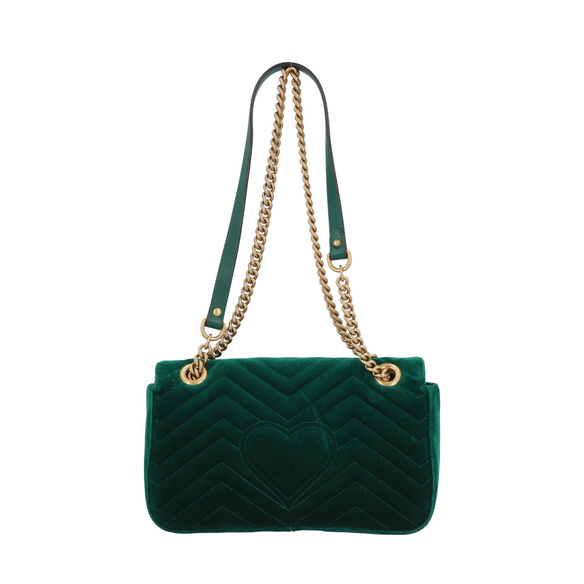 GUCCI Umhängetasche "GG MARMONT", akt. NP.: 1.390,-€.Samt in Emerald-Grün mit goldfarbener Hardware, - Bild 5 aus 11