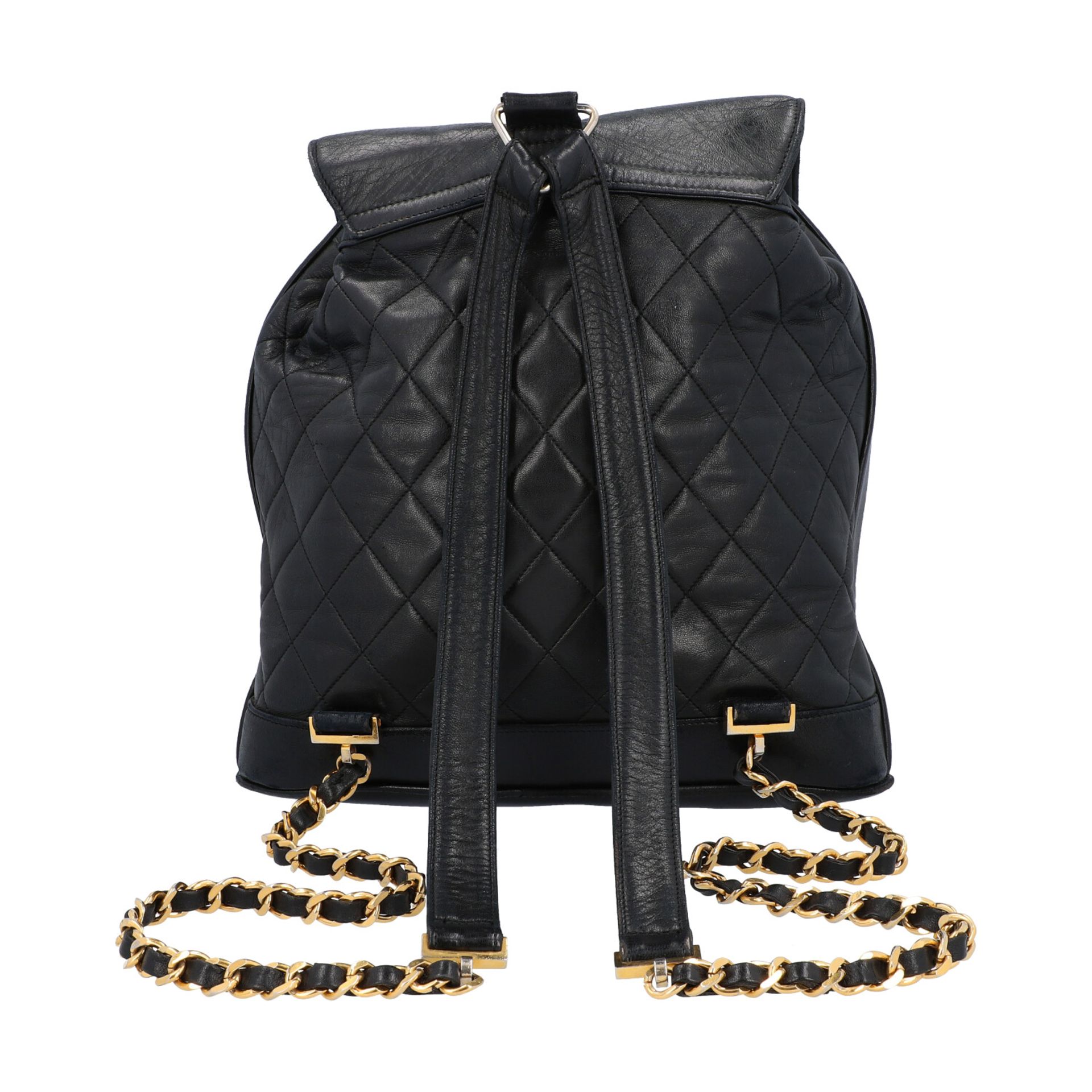 CHANEL VINTAGE Rucksack, Koll.: 1991-1994.Lammleder-Modell in Rauten gesteppt, goldfarbene Hardware, - Bild 5 aus 10