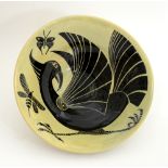 Jack Coutu (1924 - 2017), bird, bee & butterfly ceramic bowl, signed R. J. Coutu, Farnham Surrey and