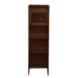Liberty & Co, small freestanding bookcase, mahogany with satinwood inlay, shelves and single
