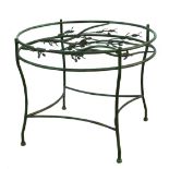 Metal table base, naturalistically wrought metal table with green patinated branches and leaves,