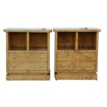 Pair of birds eye maple bedside cabinets, in Art Deco style, each 64 x 59 cm.. CONDITION, small