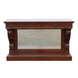 Ralph Lauren console table on carved supports, with mirror back, 153 cms.