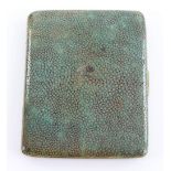 Art Deco period shagreen and silver cigarette case, the gilt interior engraved, ' Peggy', 11 x 8.5