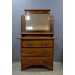 Oak dressing chest the mirror back, with pierced supports, three drawers, 150 x 90 cm .