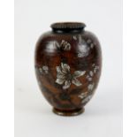 Martin Brothers, an ovoid pottery vase with incised and painted decoration of white flowers and
