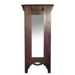 Oak Arts & Crafts style wardrobe and dressing table in dark oak, dressing table with two drawers and