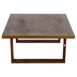 France & Sons Denmark, a square chess top coffee table in teak with rosewood, 40 x 80 x 80 cm .