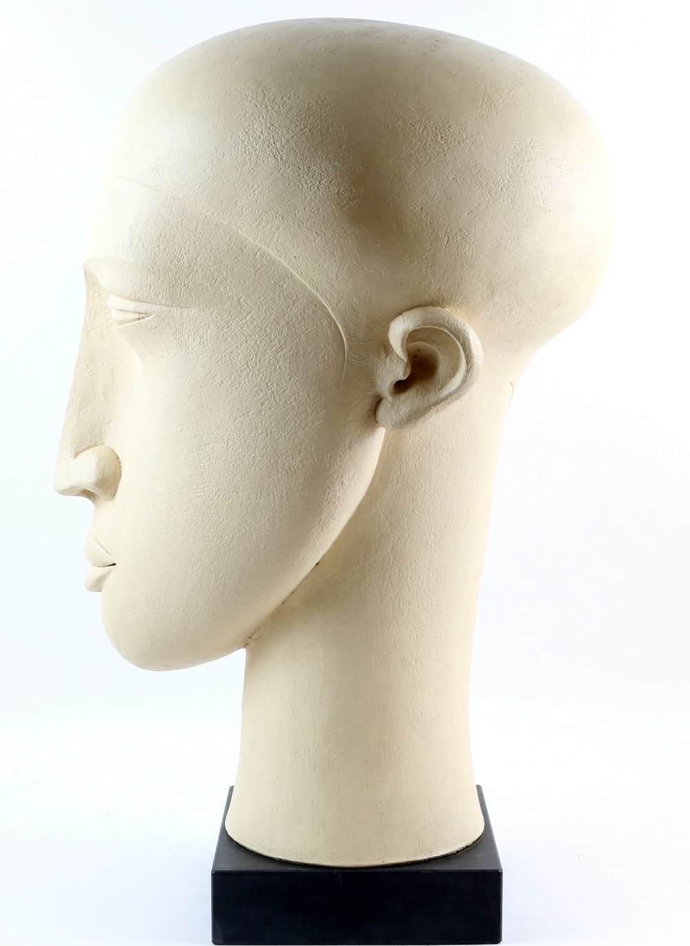 § Patricia Volk, Member of Royal British Society of Sculptors (MRBS) White Head, stoneware on wooden - Image 2 of 5