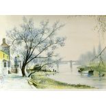 Jeremy King, limited edition print river scene, 110/200 signed in pencil 36cm x 51cm .