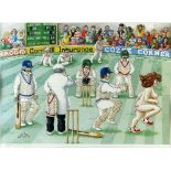 Lynn Bennett , Streeker at the cricket, print, signed in pencil dated 89, 36cm x 49cm .