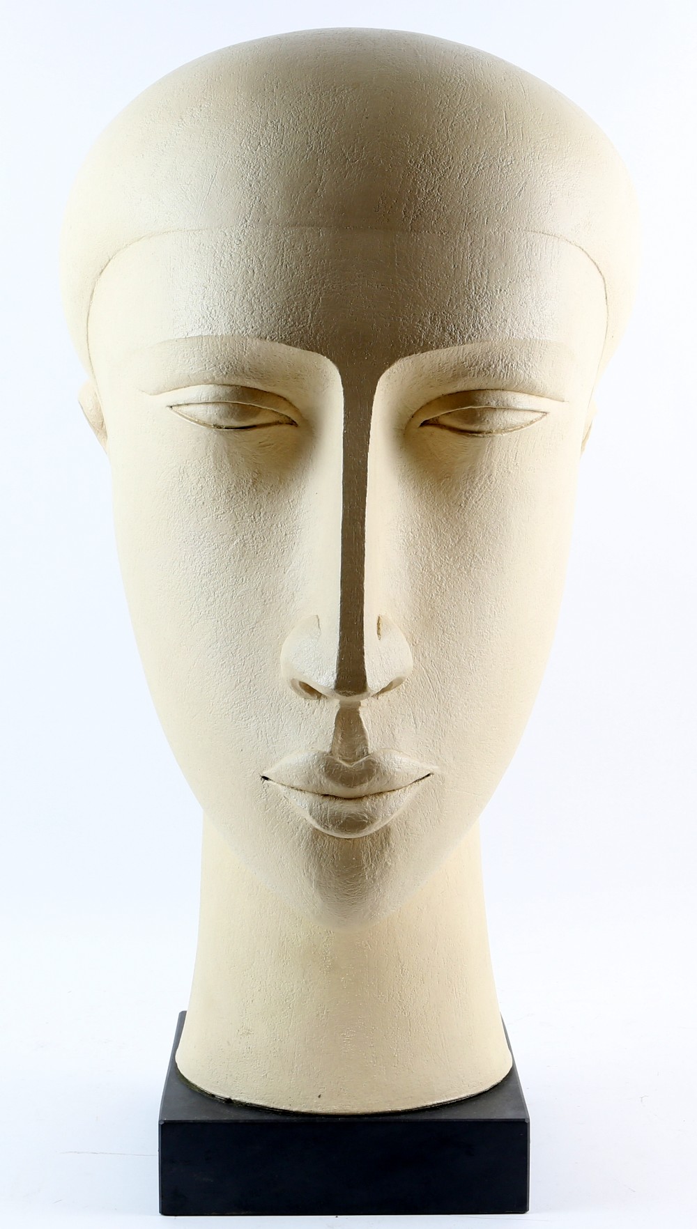 § Patricia Volk, Member of Royal British Society of Sculptors (MRBS) White Head, stoneware on wooden - Image 5 of 5