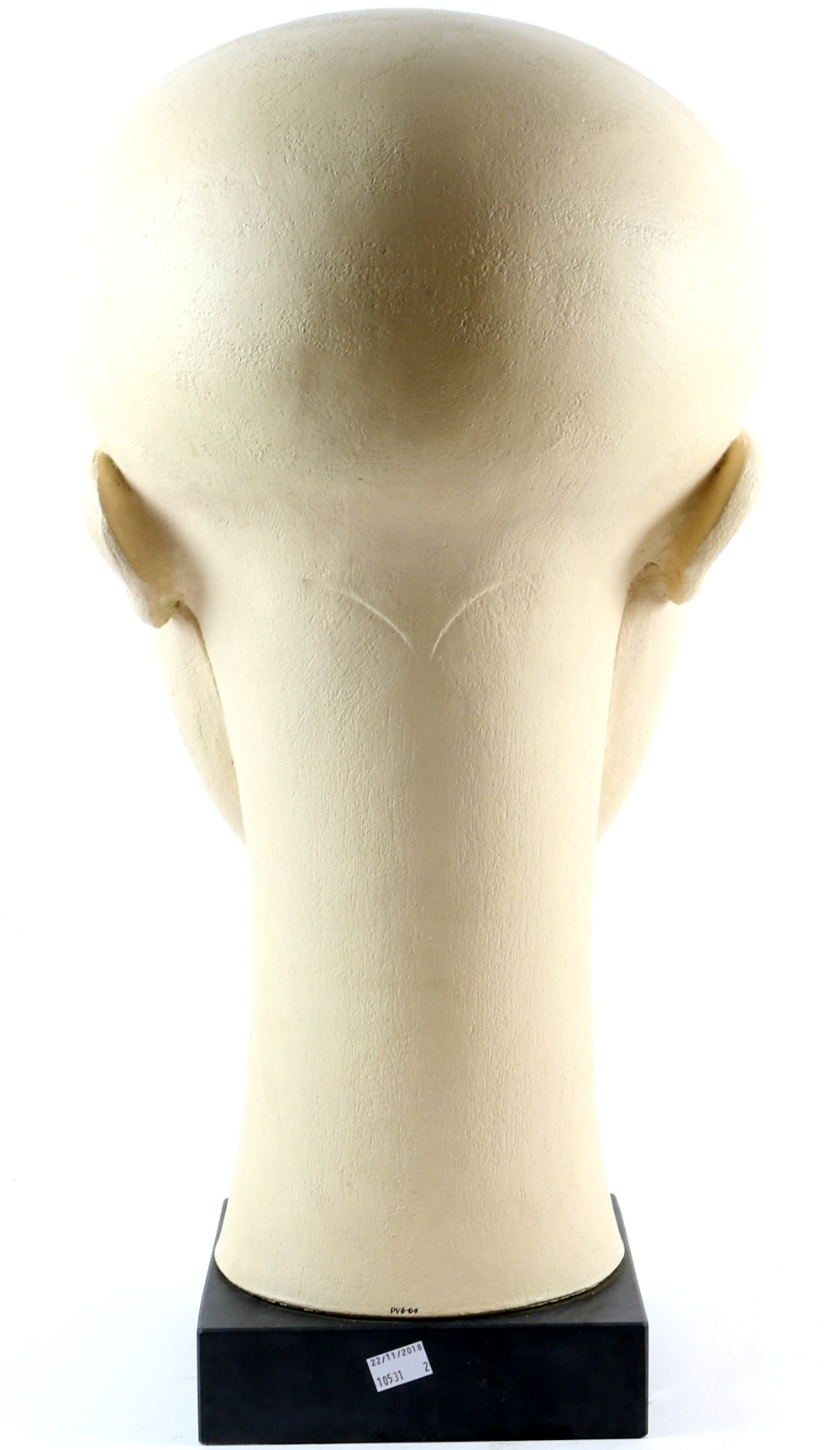 § Patricia Volk, Member of Royal British Society of Sculptors (MRBS) White Head, stoneware on wooden - Image 3 of 5