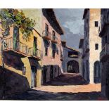 Continental school, Mediterranean street scene, oil on canvas, signed indistinctly, 52cm x 64cm.