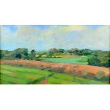 N Edmond 'Warmouth', oil on board. Royal Academy Summer Exhibition 1987 label verso, 27cm x 48cm .