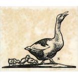 James Bateman (1893-1959). Goose and Goslings. LE Woodcut print, impression number 8 of 25. Signed