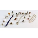 Collection of 925 silver and enamel animal novelties, (approx 32 ) and other white metal animals (7)