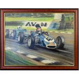 Michael Maule, Motor racing, acrylic on board.