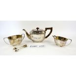 Three piece silver plated tea service by The Goldsmiths and Silversmiths Co. silver cigarette box