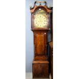 19th Century eight day long case clock with painted dial by William Young of Dundee.