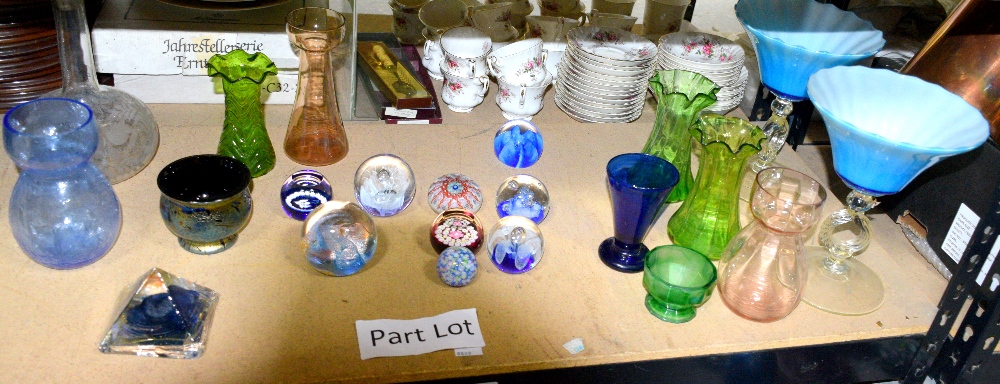 Glass paperweights, signed Siddy Langley, Caithness and others, glass decanters, vases and other - Image 2 of 2