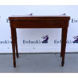 19th century mahogany demi-lune card table 87cm x 42cm x 73cm together with a mahogany Sutherland