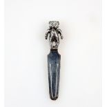 Silver bookmark with Teddy bear detail, stamped 925, 5 cm long, 4 g.