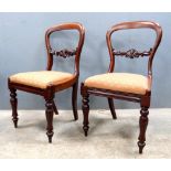 Set of six Victorian mahogany balloon back dining chairs and three others,. Some of the chairs