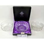 Collection of Webb, Edinburgh and other cut crystal bowls, decanters and vases, some in original