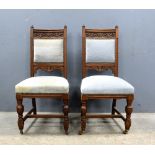 Set of five walnut dining chairs and another .