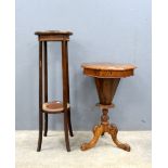 19th Century walnut work box and a jardiniÃ¨re stand .