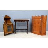 Painted corner cabinet, two other corner cabinets, two mirrors, a stool and a towel rail .