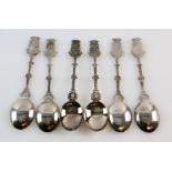 Set of six, probably French, silver teaspoons, with coat-of-arms finials, 84 gr. (6) .