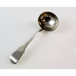 Small silver sauce ladle, the handle with monogram, 16 cm long, .