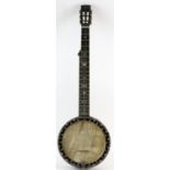 A banjo by W Temlett, London.