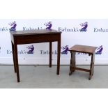 19th century oak gate leg table, oak stool and an oak childs desk .