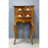 Early 20th century bedside table the two drawers set with porcelain plaques.