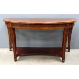 Mahogany demi lune side table and pair of mahogany side tables .