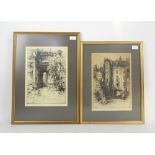 Headley Fitton, two signed etchings, 'St. John near Canongate' and another,.
