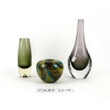 Erkki Vesanto glass vase and other coloured art glass.