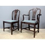 A set of eight 20th century mahogany Hepplewhite style dining chairs. (6+2).