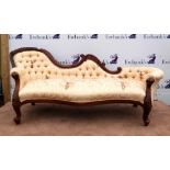 19th century style mahogany framed button back settee.