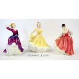 Seven Royal Doulton figures to include Fair Lady (HN2835), Top O' the Hill (HN1834), Melissa (