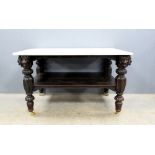 Marble topped mahogany side table..