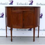 Mahogany demi-lune sideboard on square tapering supports and spade feet,.