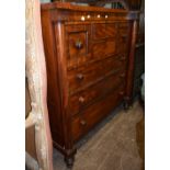 19th Mahogany chest of drawers .